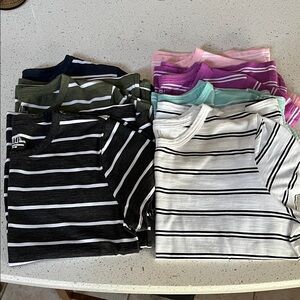 Time and Tru Women's Short Sleeve Striped Tees - Multi-Color Pack